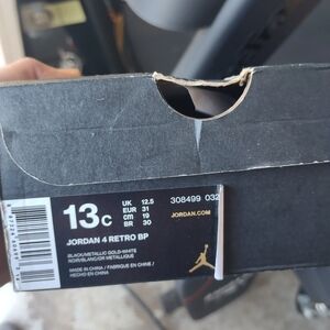 Jordan 4 Retro BP Black and Metallic Gold 13c